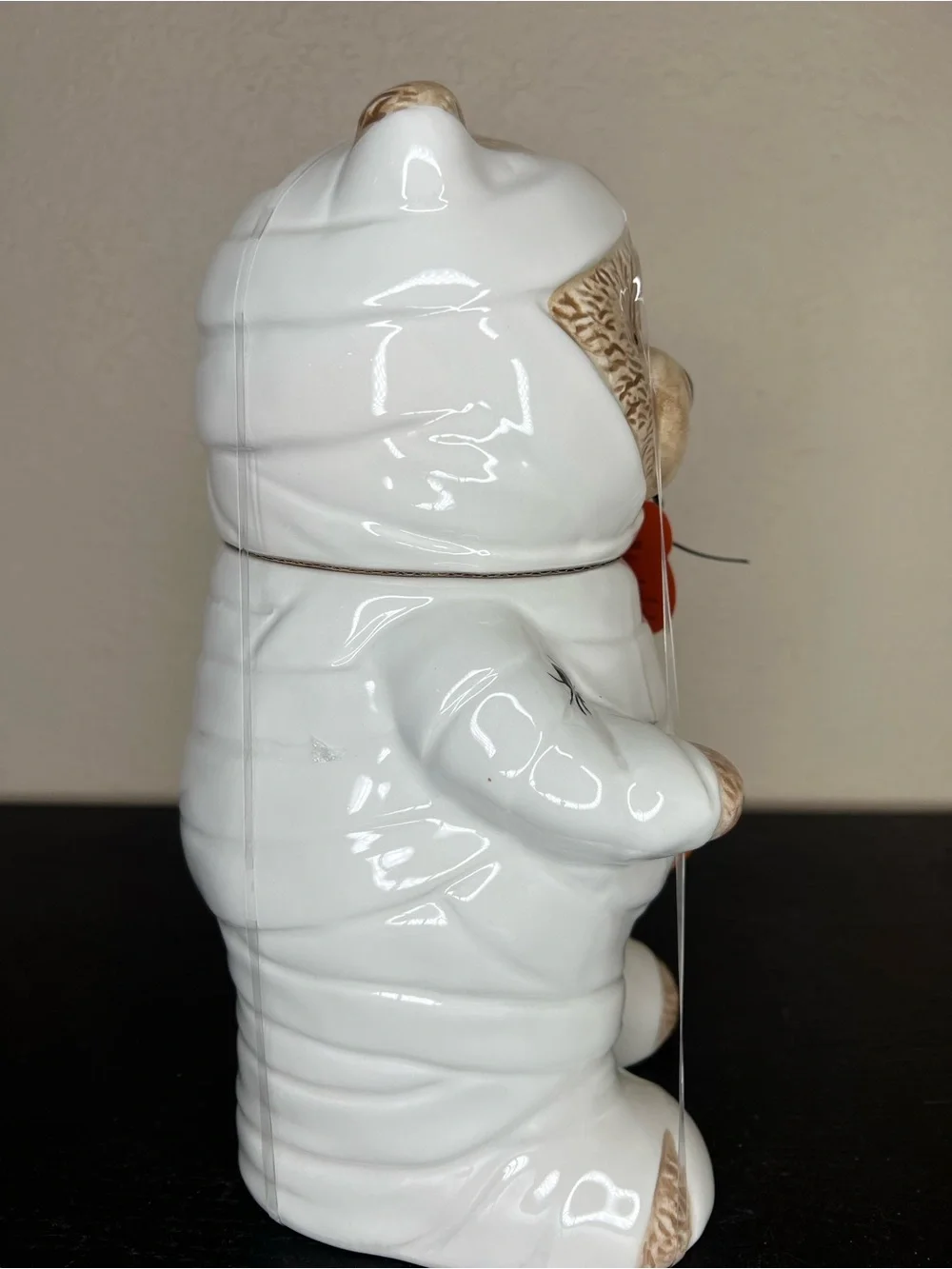 NEW Creepy Critter Halloween Mummy Bear with Pumpkin Ceramic Cookie Jar